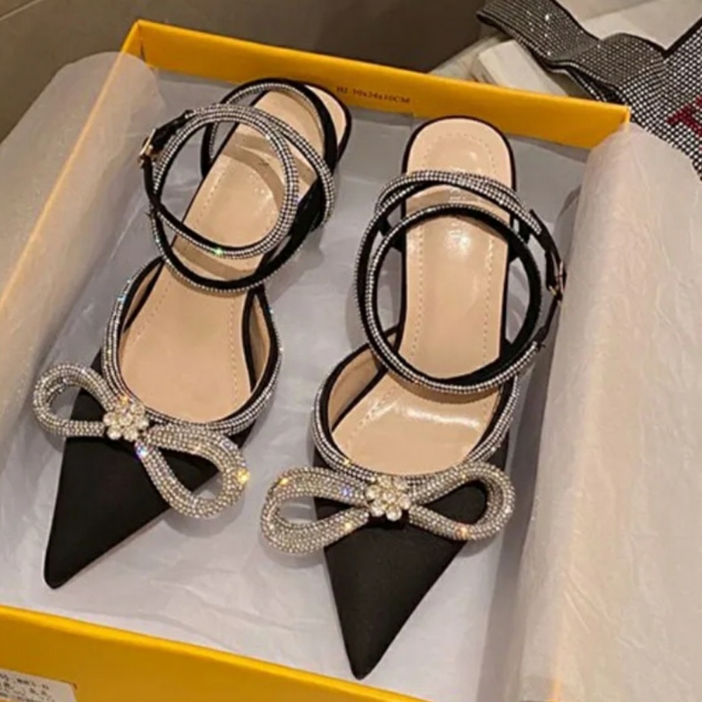 Black Silver Rhinestone Pumps